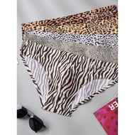 Cross-border men’s 3D bulge-enhancing sexy pouch letter and leopard-print ice-silk briefs, leopard-p