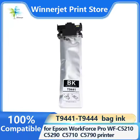 Winnerjet T9441-T9444 bag ink With pigment ink Wiht one time use chip for Epson WorkForce Pro WF-C52