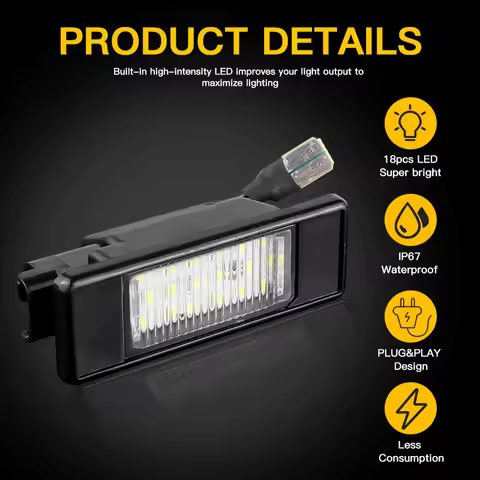 2PCS LED License Plate Lights Canbus ​For Nissan Micra C 05-10 Note 06-12 NV200 Evalia 10-up Pathfin