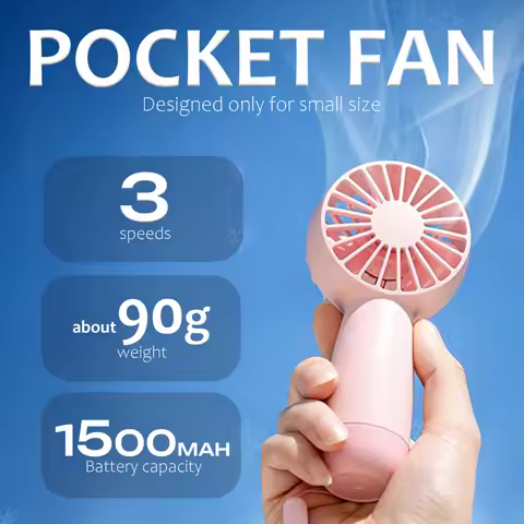1PC 1500mAh Only 90G Weight Handheld Portable Fan, Mini USB Fan, 3-level Portable Fan USB for School