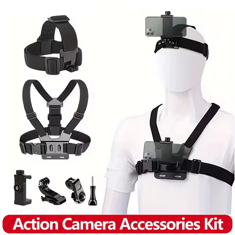Accessories Kit Head Chest Strap Mount Adjustable Holder for GoPro Phone SJCAM AKASO insta360 DJI Os