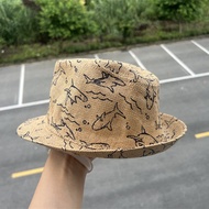 3d-69 Children Shark Pattern Printed Straw Woven Jazz Hat Korean Version Trendy Baby Beach Vacation 