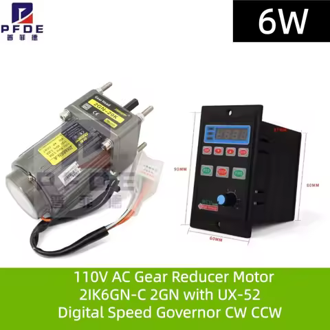6W 110V AC Gear Reducer Motor 6.9RPM-415RPM 2IK6GN-C 2GN with UX-52 Digital Speed Governor CW CCW Si