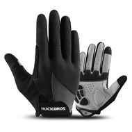 2023🐇Rockbros（ROCKBROS） Cycling Gloves Full Finger Bicycle Electric Car Motorbike Gloves Spring and Autumn Long Finger M