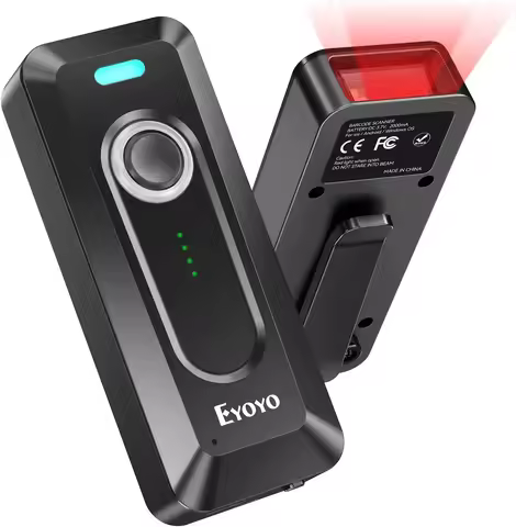 Eyoyo 2D Bluetooth Barcode Scanner Wireless with Clip 2000mAh Battery, Portable Mini QR Bar Code Rea