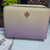 Tory Burch 漸變雙層 漸層雙色 杏拼 紫色 短夾 錢包