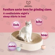 【PAWS&TAILS】Oval Shape Cat Scratcher with ball toy Replaceable（Ready Stock）