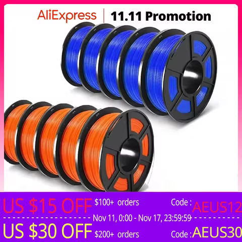 SUNLU PETG 1KG 3D Filament 1.75MM No Bubble 10 Rolls No Bubble Eco-Friendly No Knots Good Toughness 