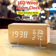 ✅SG Ready Stocks✅ 3 in 1 Humidity Temperature Digital Alarm Clock Wooden bedside clock Christmas Gift Idea