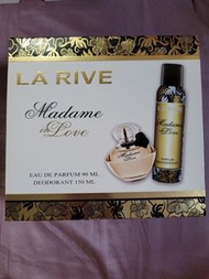 愛戀 玫瑰淡香精90ml  香水禮盒  和一瓶含香水150ml  la rive madame in love