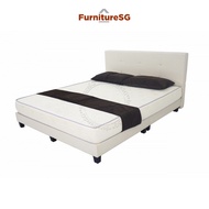 White Bed Frame with Foam Mattress Set (Queen)