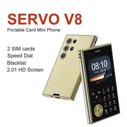 SERVO V8 Mini Mobile Phone 2.01" HD Round Screen Dual SIM Card Speed Dial Magic Voice FM Radio Flash