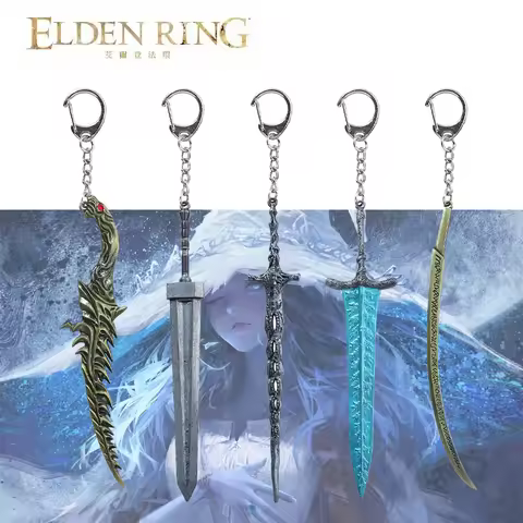Game Darkmoon Claymore Prosthesis Sword Keychain Pendant Elden Death Dagger Ring Game for Women Men 