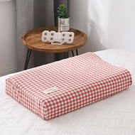 LJSDU 40x60/30x50cm Latex Pillow Cases with Invisible Zipper Strip Plaid Soft Memory Foam Pillowcases Neck Cushion Cover LHVUD