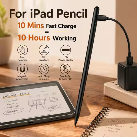 Pencil for Apple IPad Pro 13 M4 M2, Palm Rejection Stylus for IPad Pro M4 Long Battery Life Touch Pe