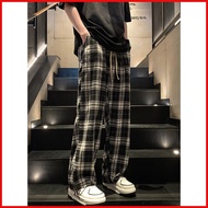 ✁ ACHSAWAKE Men's Loose Plaid Pants Retro Fashion Korean Casual Pants