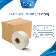 Duro Jumbo roll tissue [Carton] 2ply, 300m x 12rolls / Toilet Bathroom Kitchen Tissue Paper