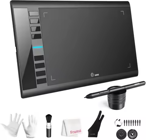 10x6 Inch Graphics Drawing Tablet with 8 Hot Keys, Passive Stylus, 16384 Pressure Levels for Art Cre