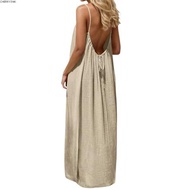 Cherry3wk Soft Backless Cami Dress - Comfortable Beige Pure Color for Women