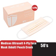 MEDICOS ULTRASOFT 4PLY FACE MASK (ADULT) 50'S - PEACH CRUSH