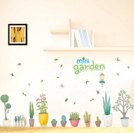 Cartoon， hand-painted potted， small fresh floor， window corner， skirting line， decorative wall， stic