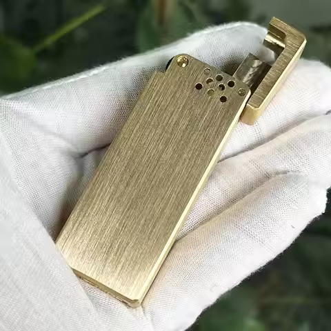 Rare Metal Brass Gasolines Trench Lighter for Men Vintage kerosenes Wicks Lighter Collection Fuel Oi