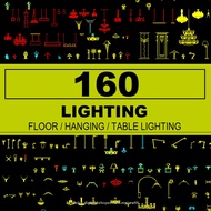 Autodesk | AutoCad 2025 | 160+ Lighting  set CAD BLOCK MATERIALS for Architectural Design