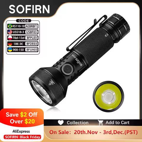 Sofirn IF22A 21700 USB C Rechargeable Powerful LED Flashlight SFT40 2100lm 680M Throw Reverse Chargi