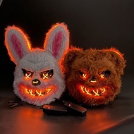 Halloween Horror Costume Props 24 Luminous led Rabbit Mask Cyberpunk Cool Mask A Half-face Mask for 