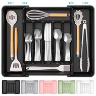Cutlery Box Retractable Drawer Storage Silverware Storage Box Adjustable Cutlery Rack Drawer Storage