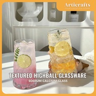 Home Savvy Textured Highball Glassware Glass Cup Cold Drinks Iced Coffee
