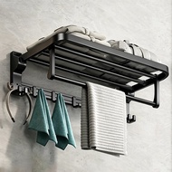Wall Mounted Bathroom Towel Rack Black Aluminum Toilet Storage Rack 浴室置物架