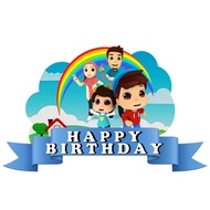 Happy Birthday Topper Cake Cartoon Omar Hana (CUSTOM NAME)