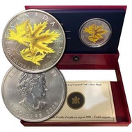 2006加拿大彩色精鑄銀幣一盎司，楓葉銀幣，限量銀幣，銀幣，錢幣，紀念幣，幣～加拿大楓葉彩色銀幣~盒證齊全