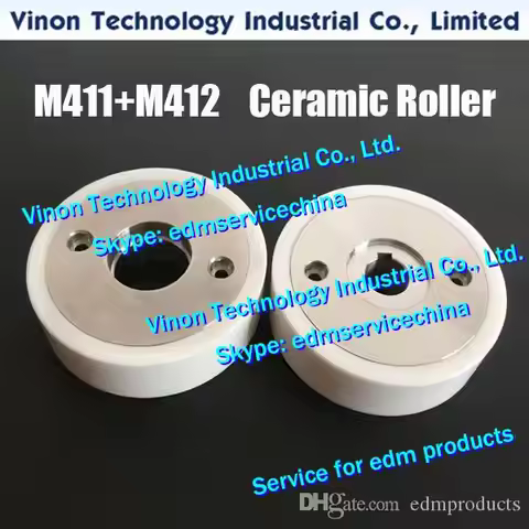(2pcs) M411+M412 MV Capstan Roller+Pinch Roller Set Ø80x25t (White Ceramic type) X055C663G51+X055C66
