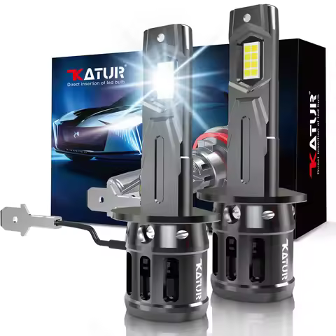 Katur 2Pcs H1 LED Headlight Bulbs GC Chip Super Bright Plug and Play 1:1 Size as Halogen Bulbs 6000K