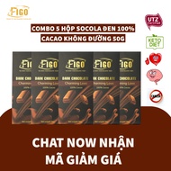 [RẺ VÔ ĐỊCH] Combo 5 thanh Socola đen không đường 100% cacao nguyên chất Figo 50g (keto diet )