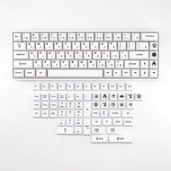 129 Keys Black And White Japanese Keycaps Pbt Mechanical Keyboard Keycap Cherry Profile Compatible With Mx Switches Gk61/64