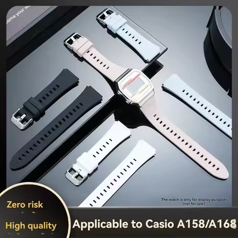 18mm Convex Interface Waterproof Silicone Watch Band Strap For Casio A158WA A159 A168 F91 Watch