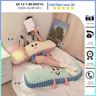 Caro pillow with smiley face shape, long pillow made of 100% cotton fabric with cute and funny smile