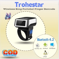 Trohestar Ring BarCode Scanner, Portable Scanner 1D/2D Finger BarCode Reader N8