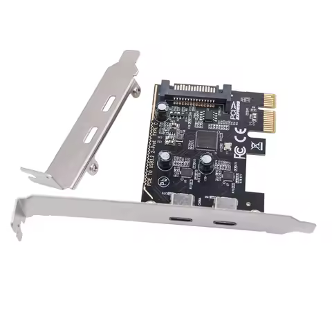 PCIE to Dual Type C Expansion Card PCI Express X1 to 2Port TYPE-C USB 3.2 GEN1 5Gbps Convert Card Ri