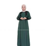 PUTIH HITAM Danniscollection Abaya Maxi 148 Miraj Umrah Black White Lace Embroidery Adult Muslimah