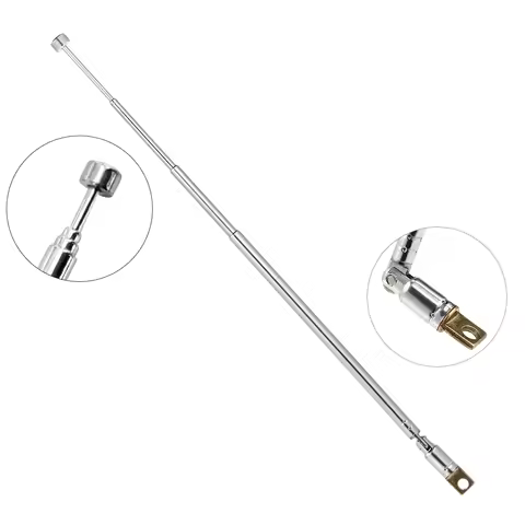 Telescopic FM Radio Antenna 4 Sections Chromium-plating Copper Antenna 360° Rotatable AM FM Radio Un