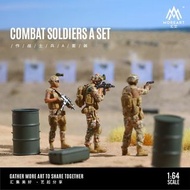 MoreArt匯藝MA 1:64場景模型擺件，樹脂人偶系列。Combat作戰士兵人偶套裝A(MO223007)