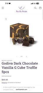 Godiva Dark Chocolate Vanilla G Cube Truffle 5pcs