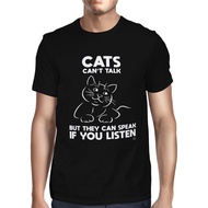 1Tee Mens Cats Can't Talk But They Can Speak If You Listen T-Shirt
