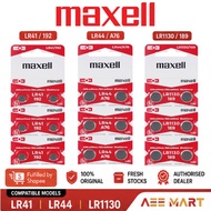 Maxell Original LR44 / LR41 / LR1130 1.5V Alkaline Button Cell (AG3 AG10 A76 357) Thermometer Watch 