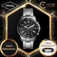 [Authentic *FREE BRACELET*] Fossil Grant Chronograph Stainless Steel Men Watch Jam Tangan Lelaki FS5