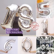 Jumbo Silver Number Balloon 80 Cm / Large Number Foil Balloon / Silver Number Balloon / Number Foil 